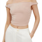 4th & Reckless Nude Aylin Off-The-Shoulder Crop Top - Size X-Small