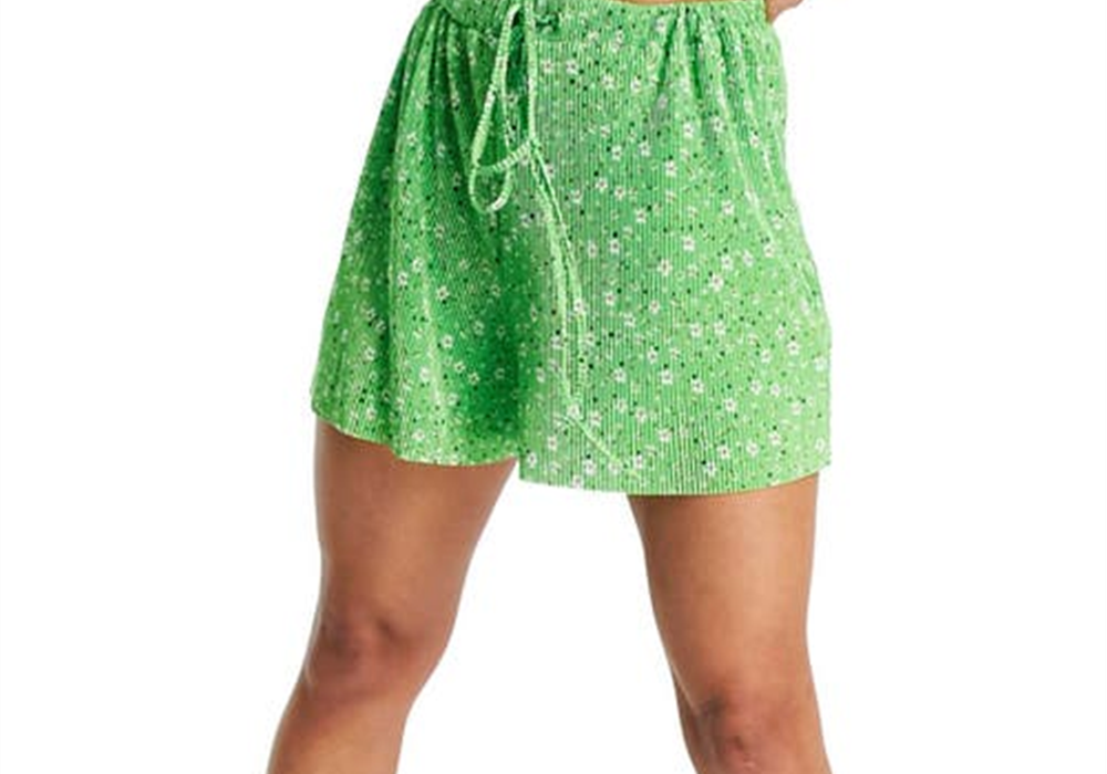 ASOS DESIGN Medium Green Ditsy Floral Shorts Size 0 US