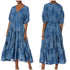 ted-baker-london-womens-blue-floral-puff-sleeve-faux-wrap-midi-dress-size-2