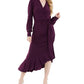 Quiz Women's Ruffle Trim Asymmetrical Wrap Style Dress Purple Size 12