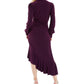 Quiz Women's Ruffle Trim Asymmetrical Wrap Style Dress Purple Size 12