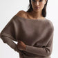 Reiss Women's Lorna Draped Knit Top Brown Size Medium