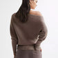 Reiss Women's Lorna Draped Knit Top Brown Size Medium