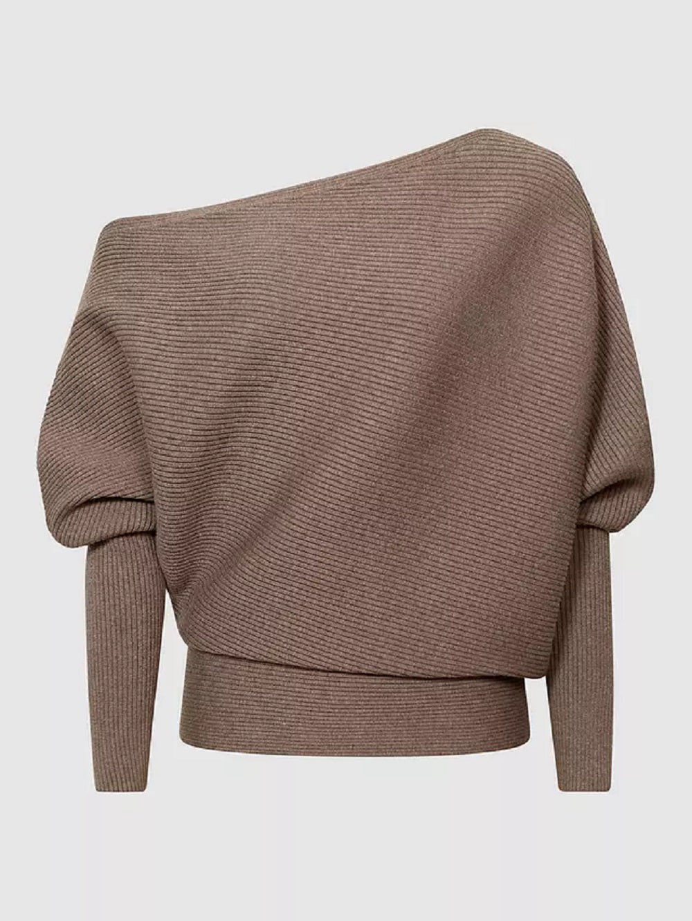 Reiss Women's Lorna Draped Knit Top Brown Size Medium