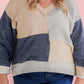 66Disco - Textured Colorblock Patchwork V-neck Top - Plus