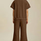 Double Take - Texture Top And Pants Set