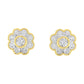 14K Yellow Gold Plated .925 Sterling Silver 1/6 Cttw Miracle-Plate Set Diamond Floral Stud Earrings (I-J Color, I2-I3 Clarity)