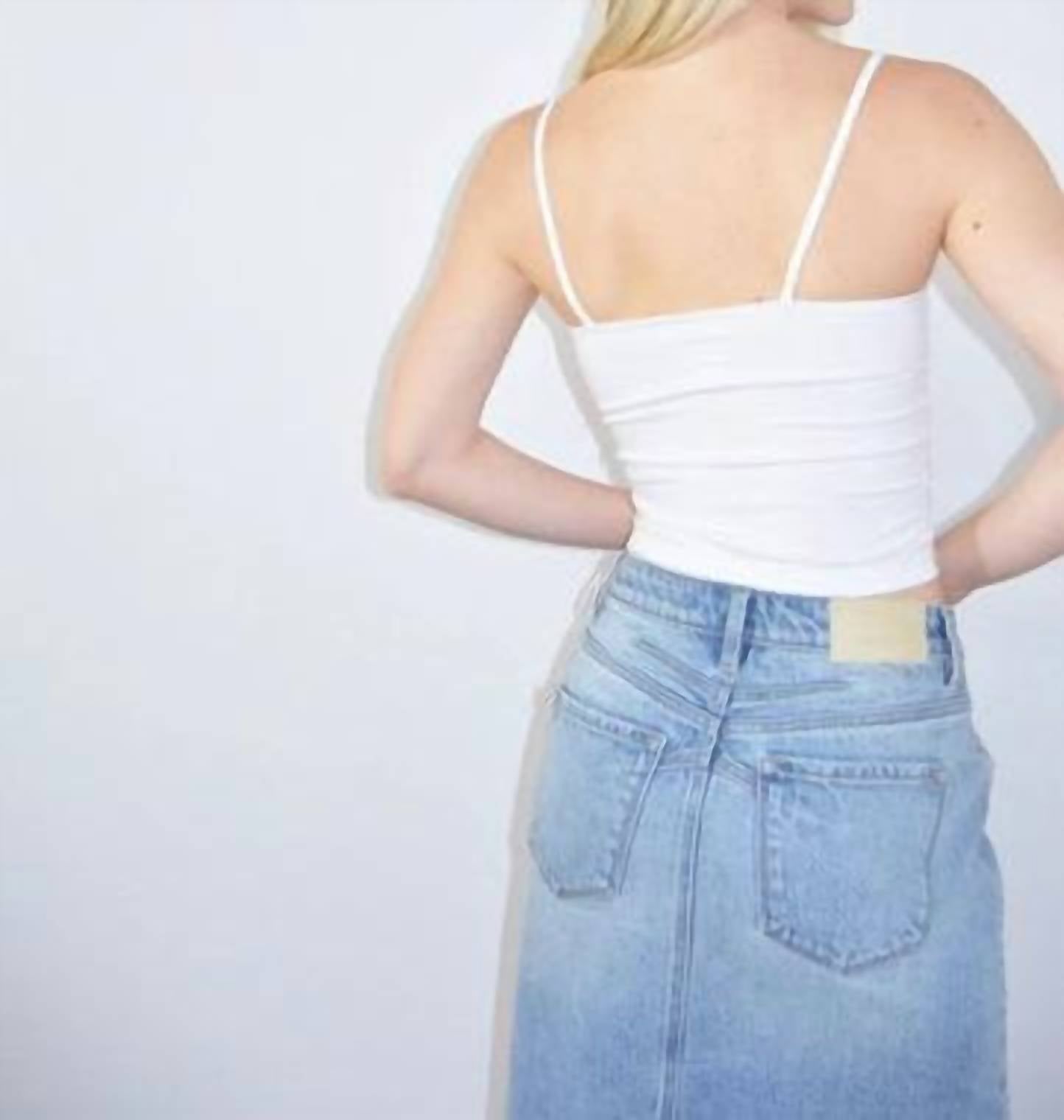 Artemis Vintage - Women's Denim Midi Side Slit Skirt