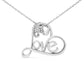 .925 Sterling Silver 1/6 Cttw Round Brilliant-Cut Diamond Accented Open Heart with Love 18" Pendant Necklace (H-I Color, I1-I2 Clarity)