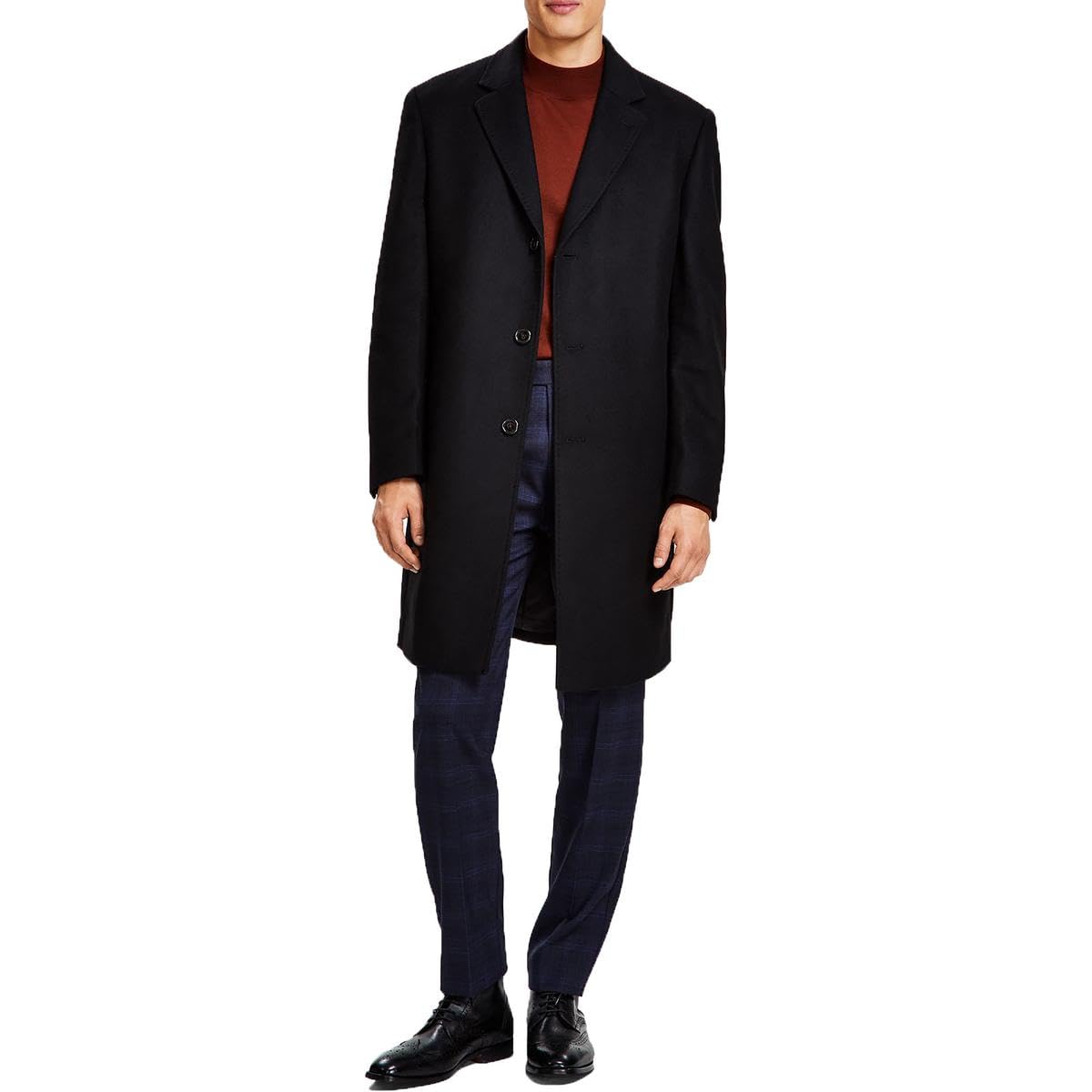 Michael Kors Mens Classic fit Overcoat Coat 46 R Black Solid
