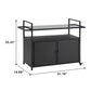 Outdoor Wicker Bar Cart with Glass Top and Wheels