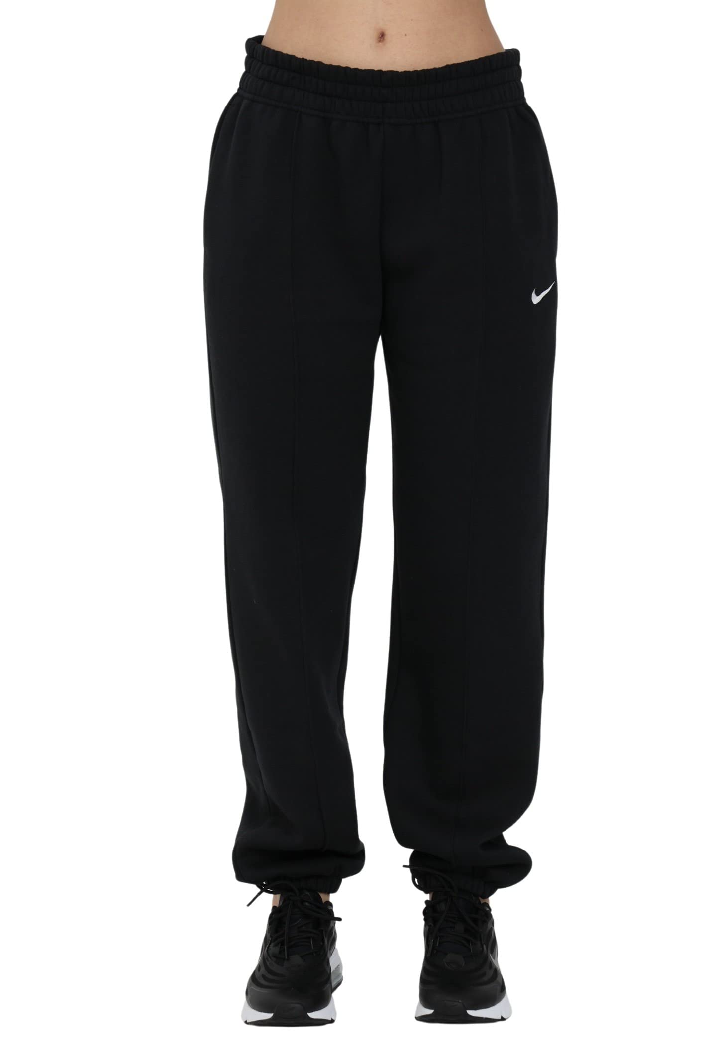 Nike Women's NSW Sportswear Essential Fleece Pants Joggers (as1, Alpha, m, Regular, Regular, Black/White, Medium)
