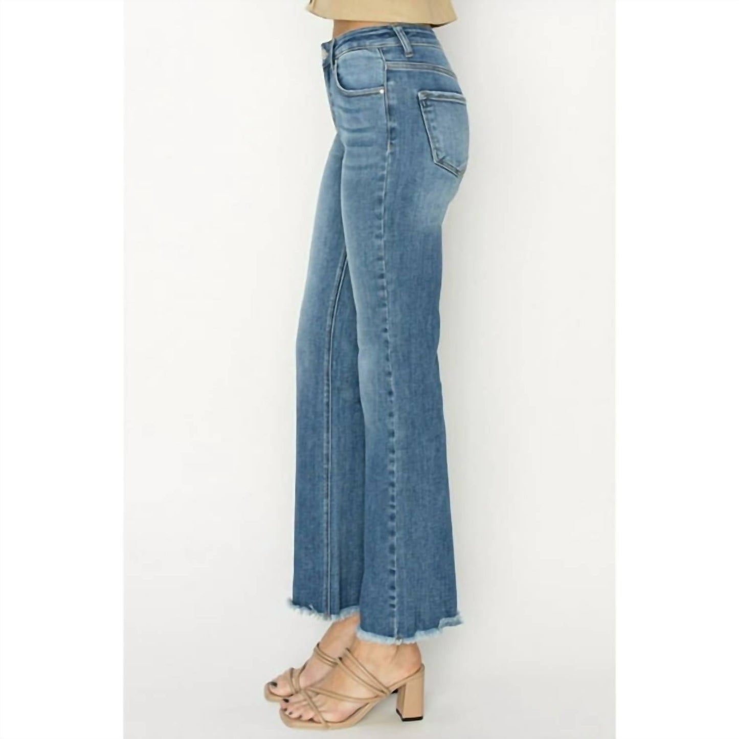 Risen - Mid Rise Fray Hem Bootcut Jeans