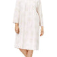 Miss Elaine Women's Plus Size Knit Ruffled-Trim Nightgown Neutral Floral Size 2-Extra Large