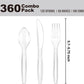 Clear Disposable Cutlery set - 360 Pieces: 180 Forks, 120 Spoons, 60 Knives