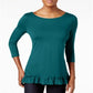 Love Scarlett Women's Ruffle Hem Top Green Size Petite M