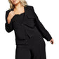 Royalty By Maluma Womens Collarless Suit Separate One-Button Blazer Black M