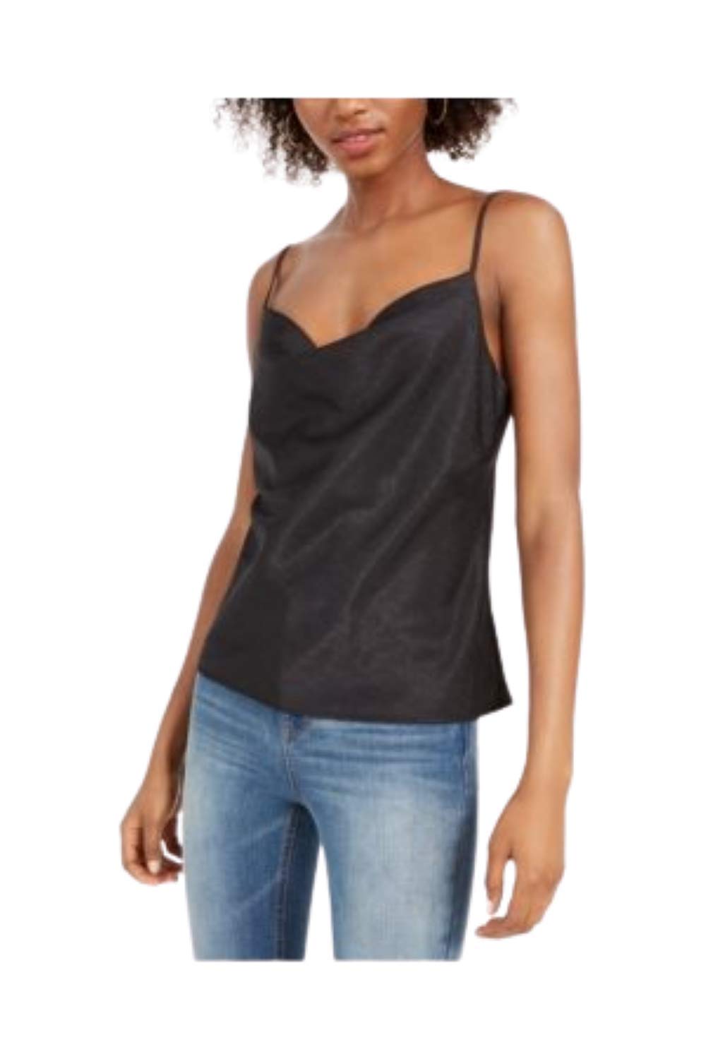 Leyden Womens Black Spaghetti Strap Square Neck Top Size XL