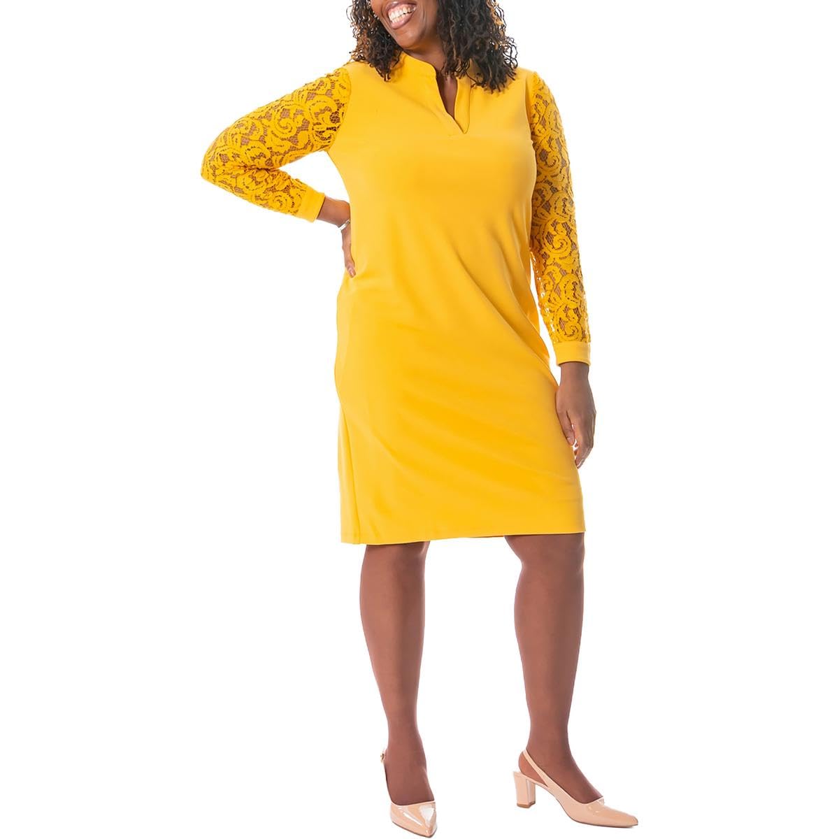 kasper-womens-lace-knee-sheath-dress-yellow-m