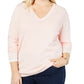 Tommy Hilfiger Women's Plus Size Cotton V-Neck Sweater (0X, Soft Pink)