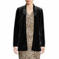 Calvin Klein Women's Long Sleeve Open Front Velvet Jacket Black Size 4