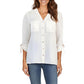 Jones New York Womens Chiffon Pocket Button Down Top Ivory XLarge Petite