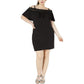 BCX Womens Juniors Plus Off-The-Shoulder Shift Dress Black 3X