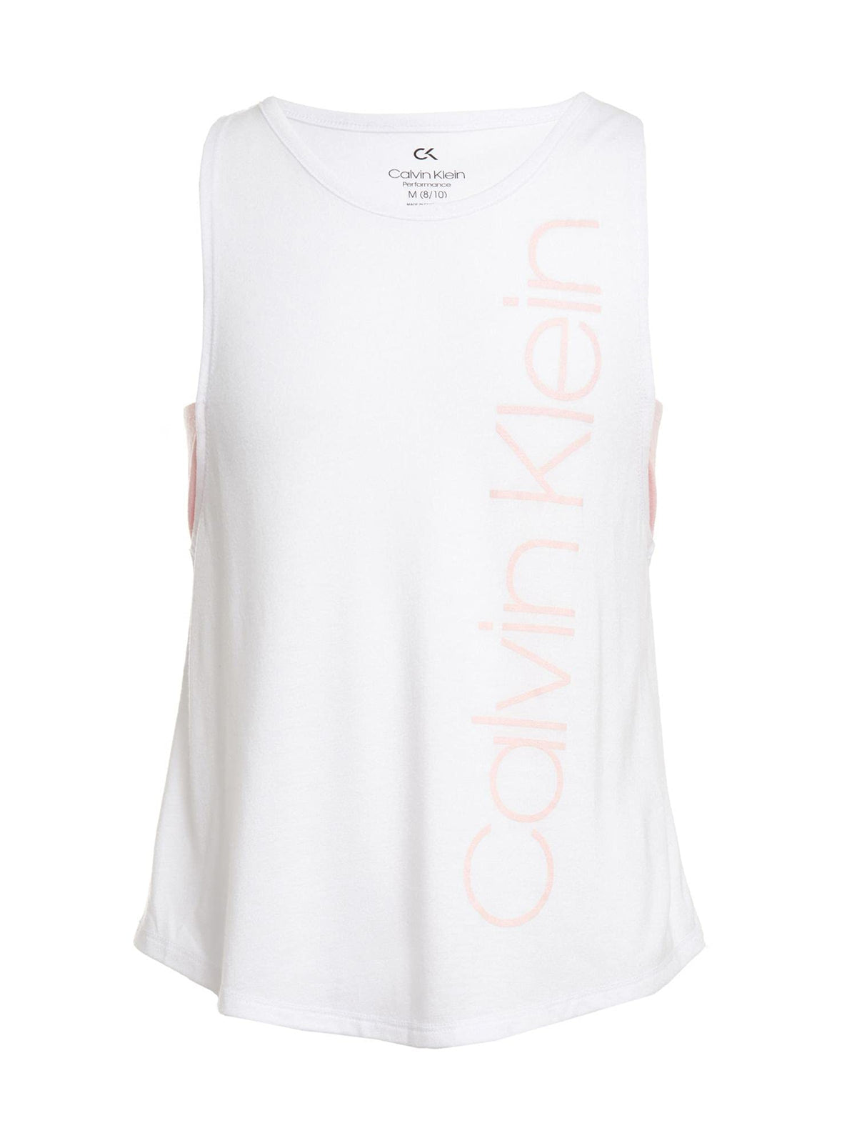 Calvin Klein Big Girl's Layered Look Logo Print Tank Top White Size 16