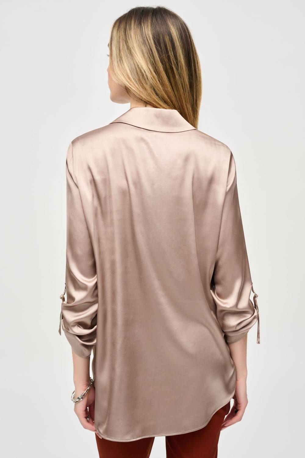 Joseph Ribkoff - Satin Button-down Roll-tab Satin Blouse