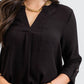 Blu Pepper - Split Neck Back Button Three Quarter Tab Sleeve Top