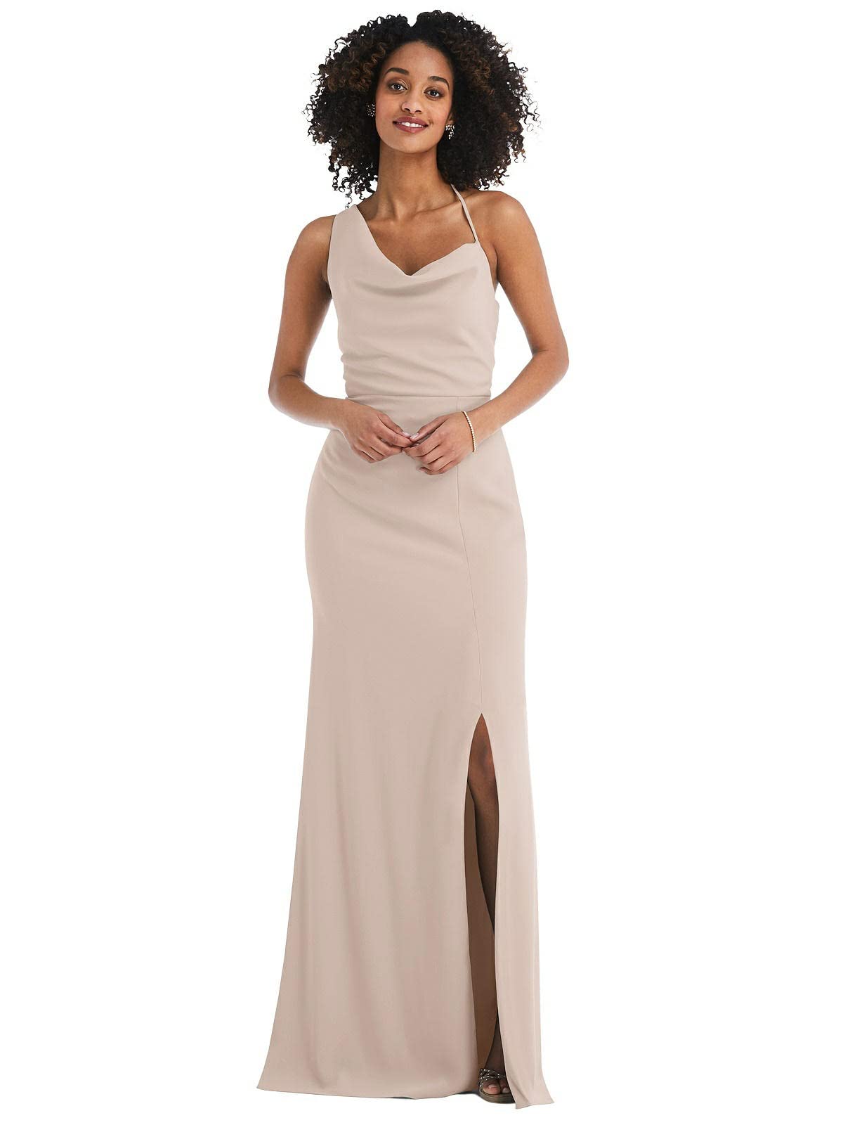 After Six OneShoulder Draped CowlNeck Maxi Dress Cameo