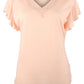 Lauren Ralph Lauren Womens Lace Trim Flutter Sleeves T-Shirt