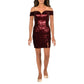 B. Darlin Womens Juniors Sequined Mini Party Dress Red 3/4