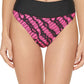 DKNY Women's Printed High-Waist Bikini Bottoms (Neon Pink, Medium)