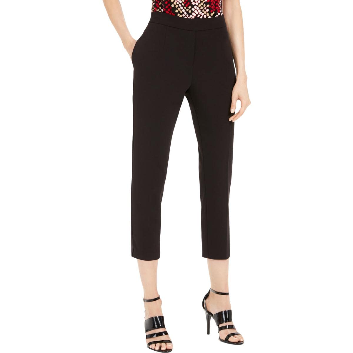 Calvin Klein Womens Tapered Stretch Trouser Pants Black 12