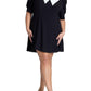ELOQUII Women's Plus Size Contrast Collar Mini Dress - 26, Black Onyx
