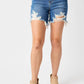 Judy Blue - Mid Rise Destroy Fray Hem Denim Shorts - Plus