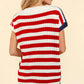 Haptics - V-neck Dolman Patriotic American Flag Knit Top