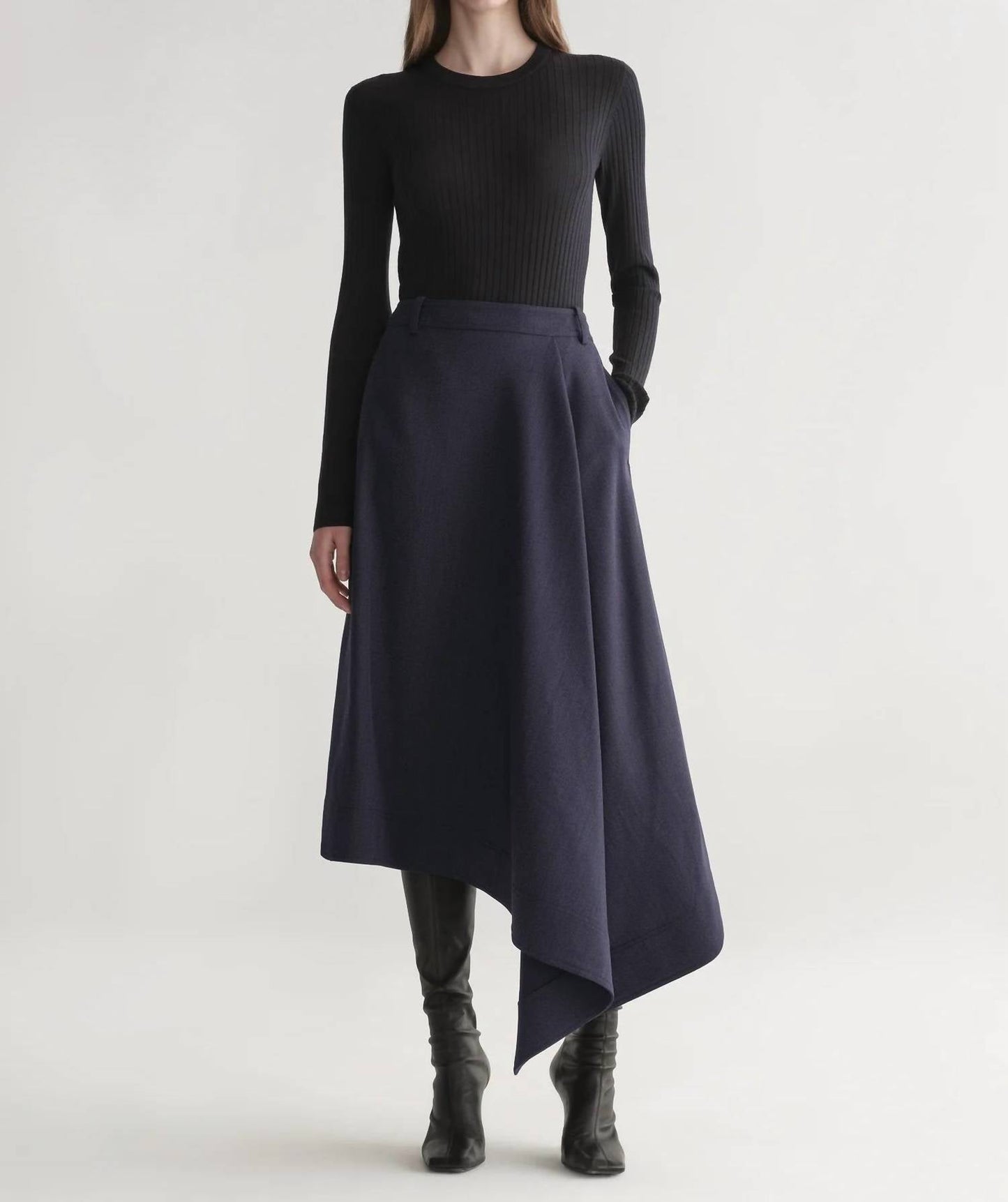 A.L.C. - Gael Melange Twill Midi Skirt