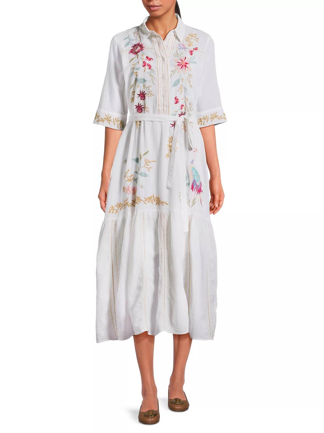 Johnny Was - Darcey Henley Tiered Shirt Dress With Slip