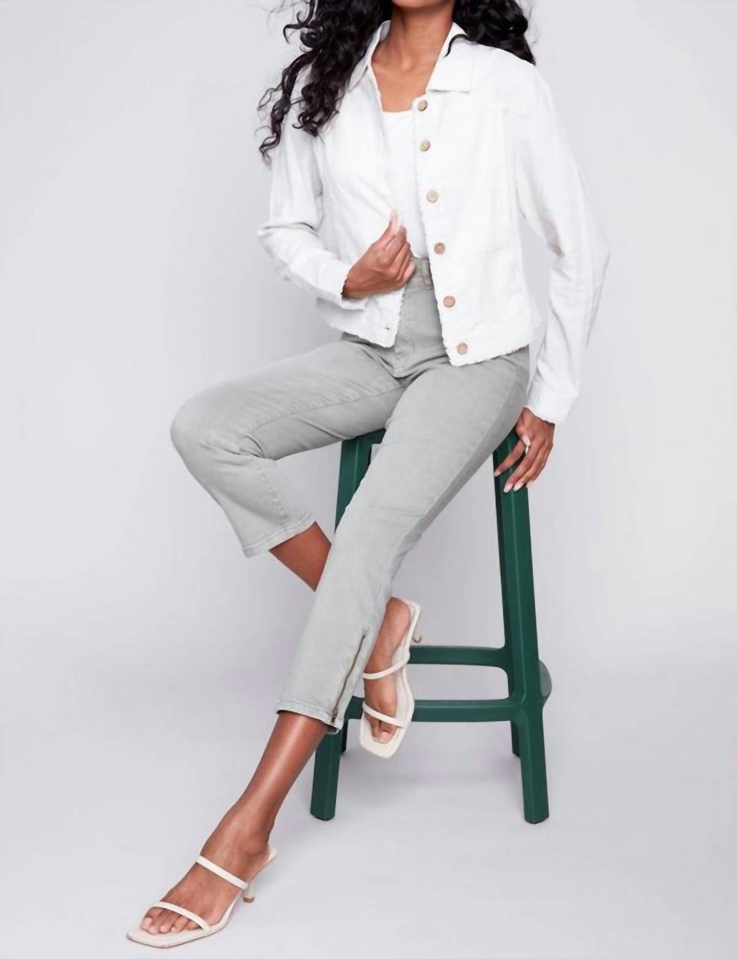 Charlie B - Button Front Linen Jacket