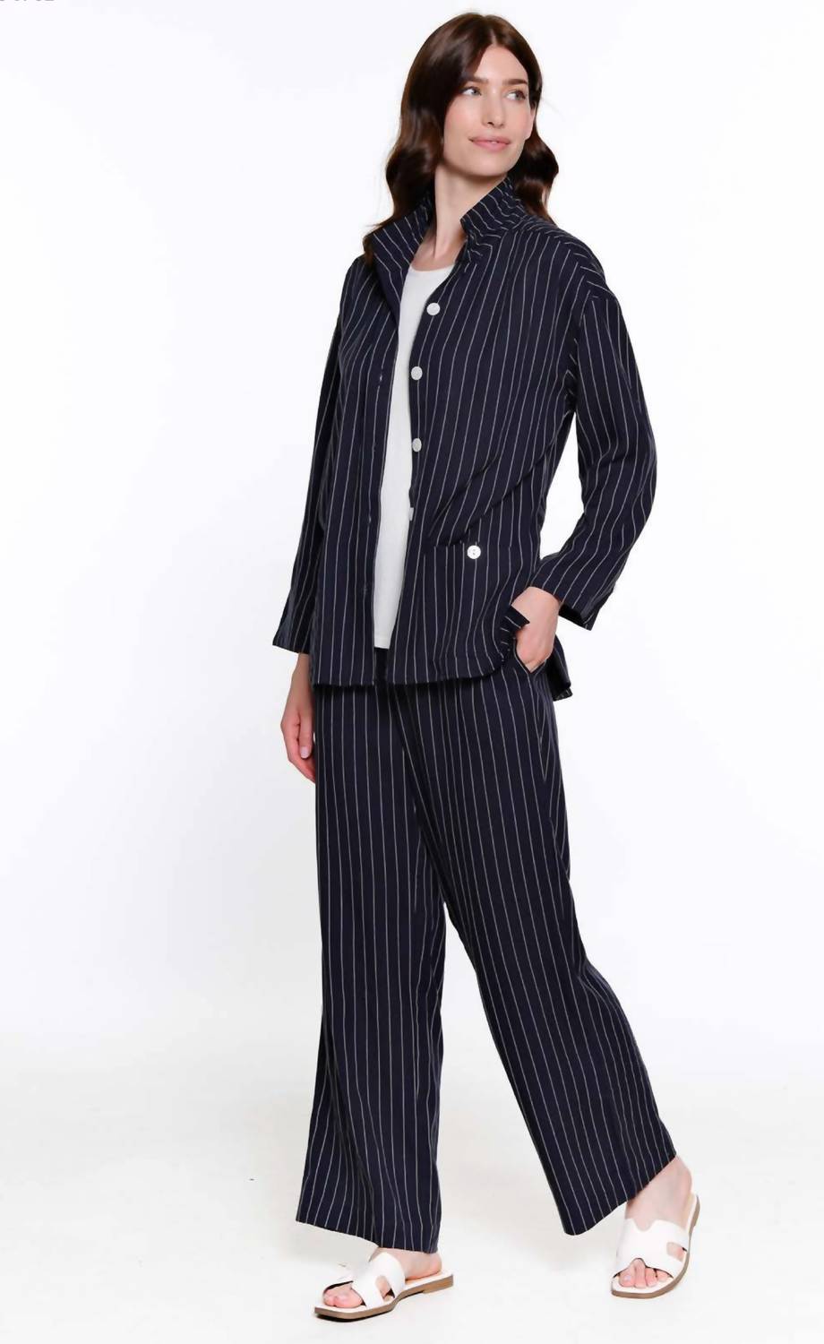 A La Carte - Striped Wire Collar Shirt