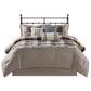 7 Piece Herringbone Comforter Set Neutral Queen