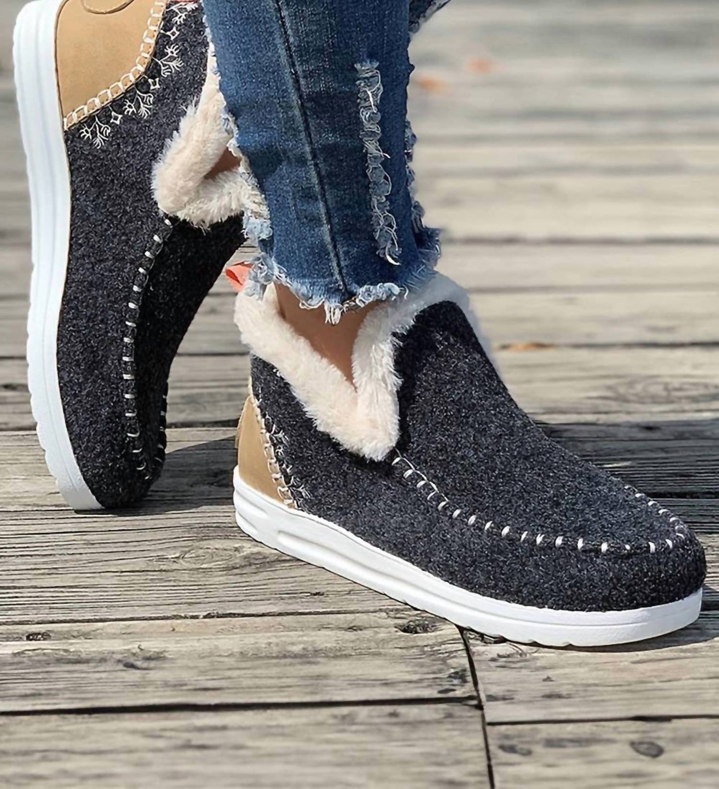 1 The Woman - Women's Plush Lined Shoes Ankle Boot