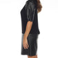 Joseph Ribkoff - Faux Leather Puff Sleeve Dress