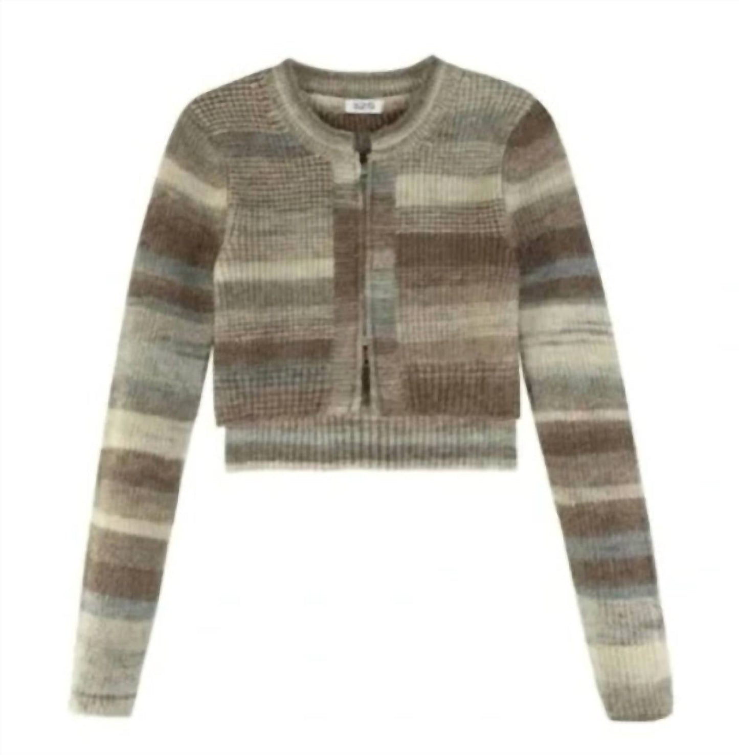 525 America - Women's Cropped Stripe Zip Front Sweater