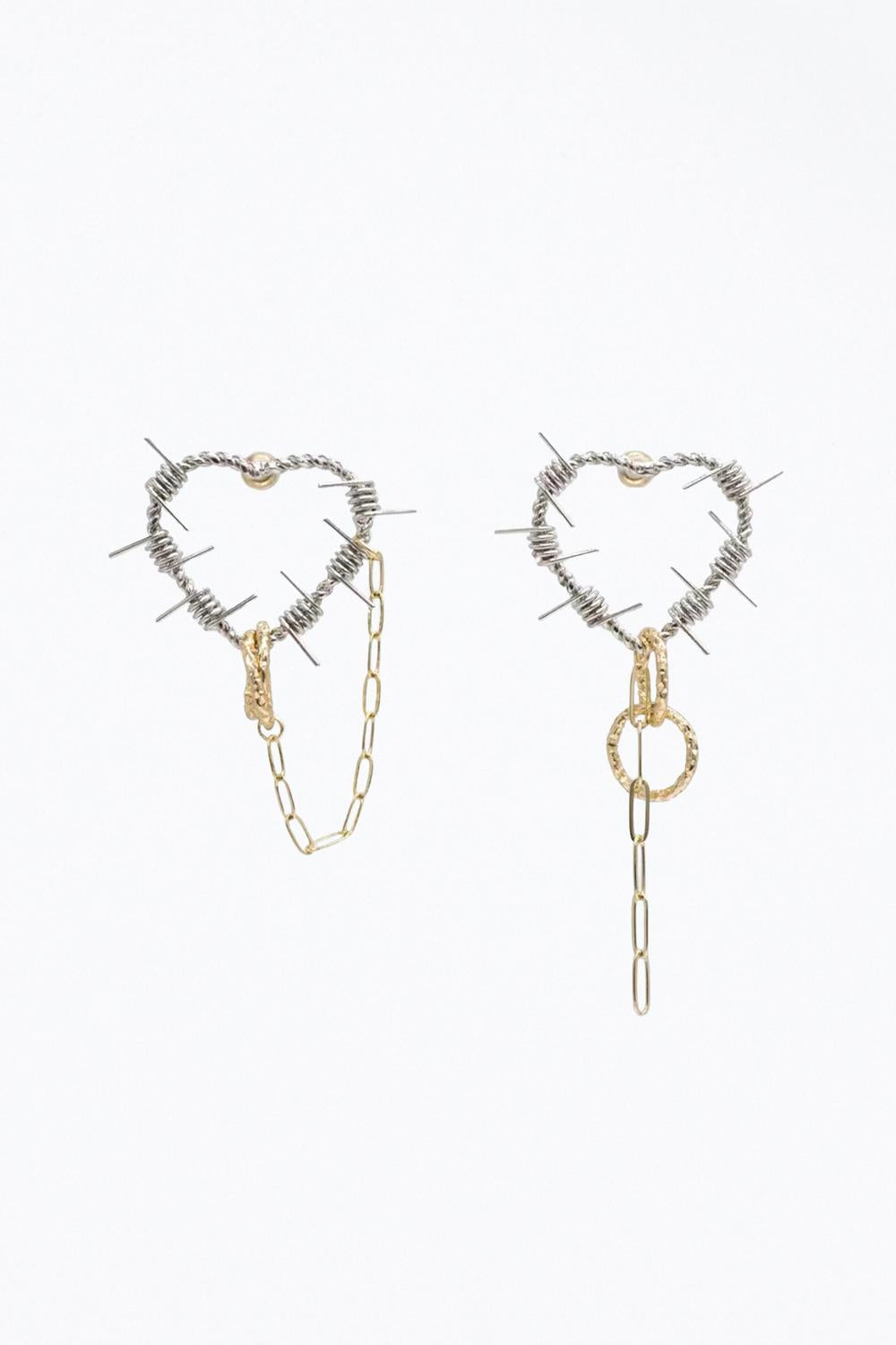 Videmus Omnia - INFINITY HEART MIXED METAL MISMATCHED EARRINGS