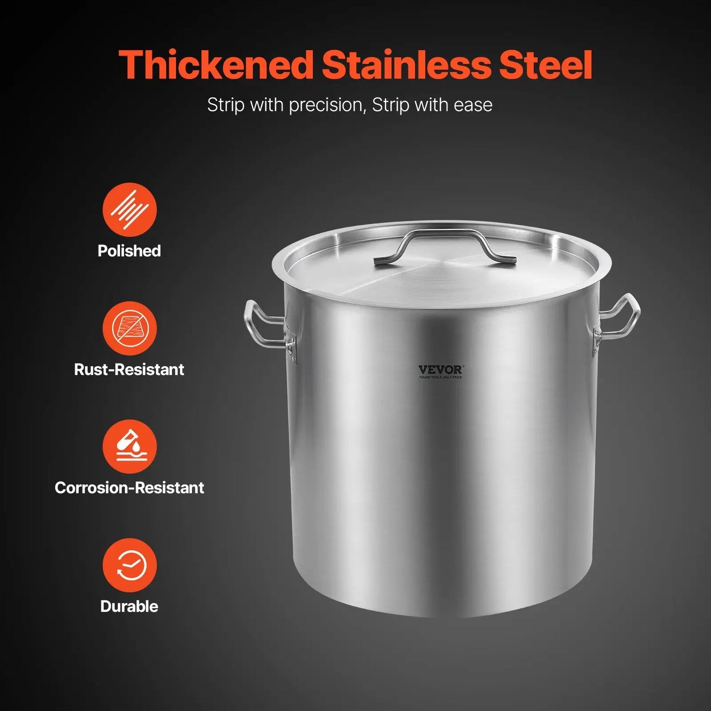 53qt Stainless Steel Stockpot with Lid and Handles