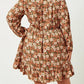 Hayden La - Floral Print Smocked Waist Button Detail Dress