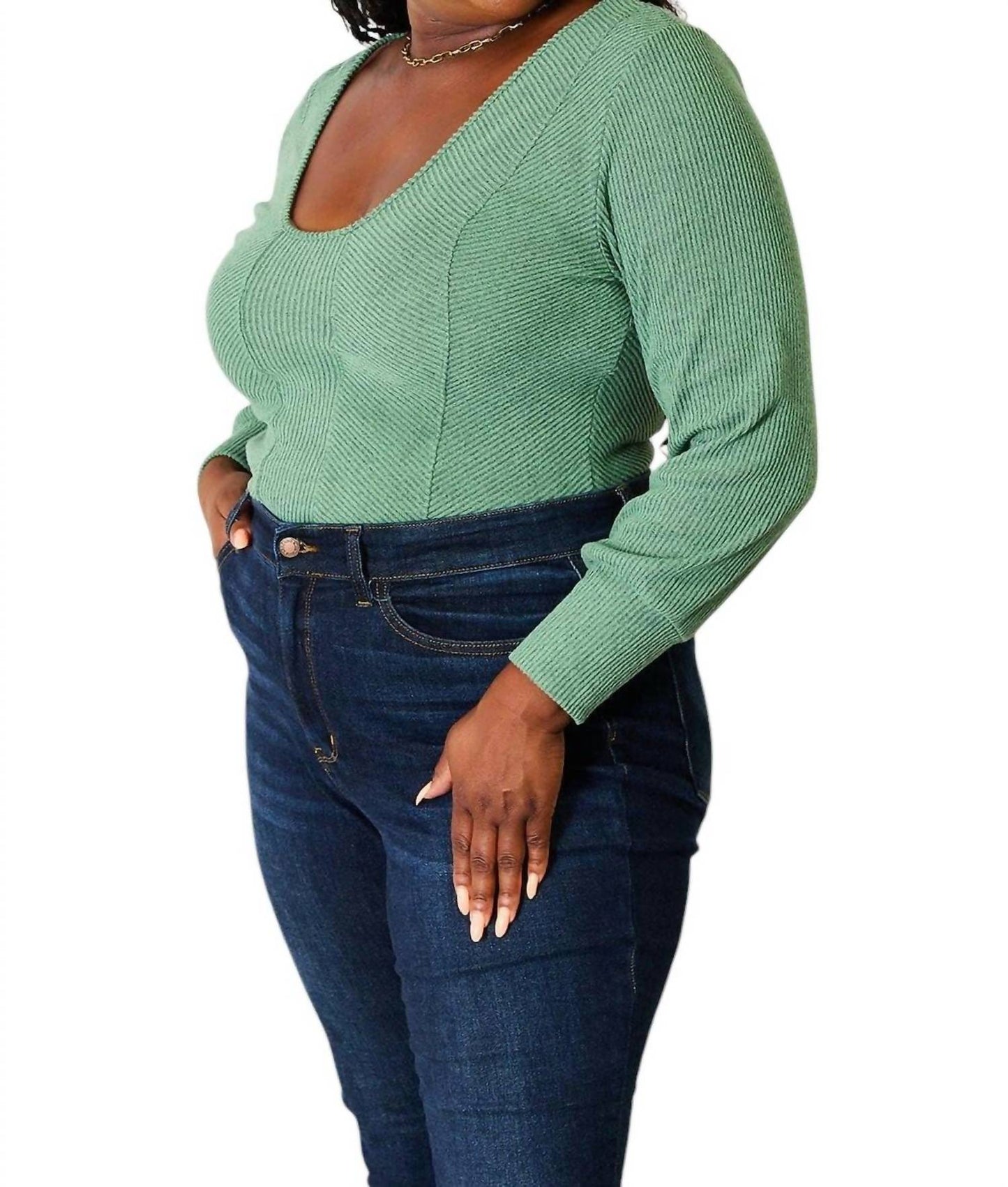 Basic Bae - Chic Scoop Neck Long Sleeve Top